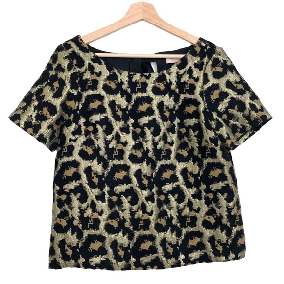 HUTCH X ANTHROPOLOGIE Metallic Animal Print Brocade Keyhole Tie Back Top - Picture 5 of 10